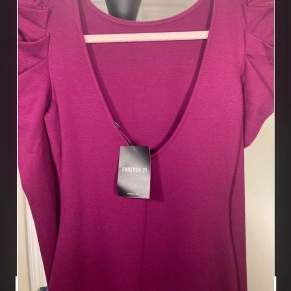 Purple Puff Sleeve Dress - Picture 4 of 4